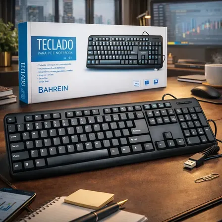 Teclado Bahrein Para Pc Computador Notebook Com Fio Português Brasil Cor Preto