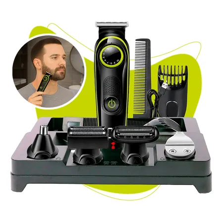 Máquina De Cortar Cabelo Fazer Barba Barbeador Acabamento Pelo B-Max Bmc036 5 Em 1 Cor Preto