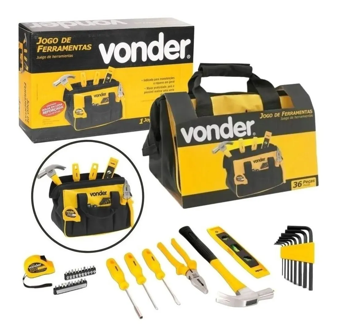 Jogo De Ferramentas Com 36 Peças Em Aço Com Bolsa Vonder