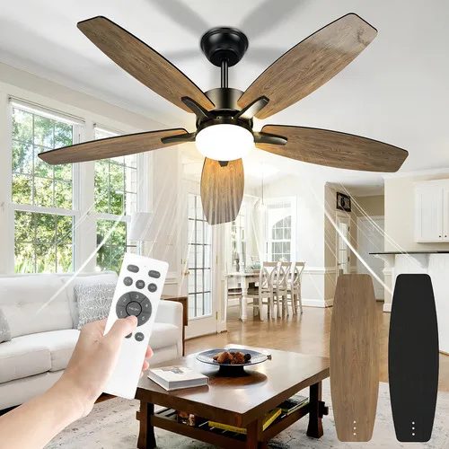 Ventilador de Teto FANSVENTO com Luz LED Controle Remoto 106cm 6 Velocidades