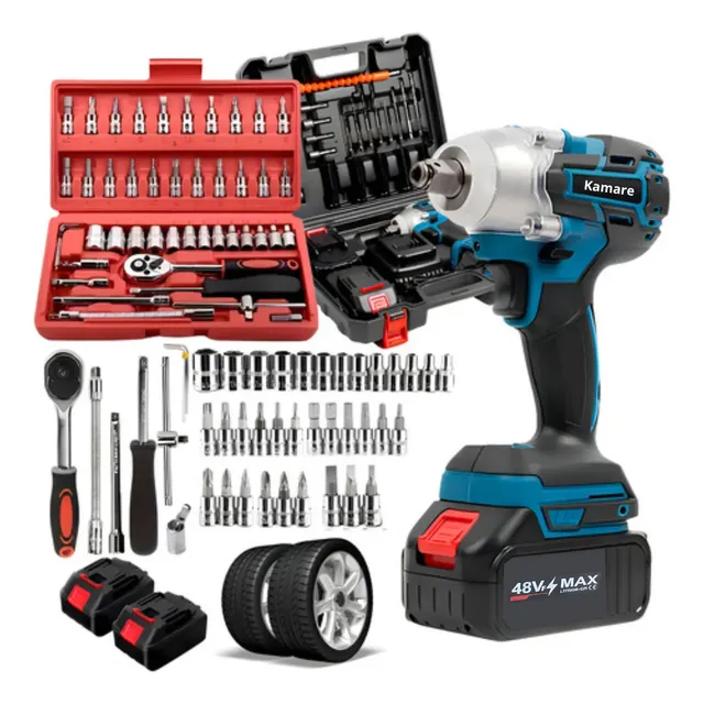 Chave De Impacto 48v 1/2 Parafusadeira Furadeira 02 Baterias 48v Marca Kamare Com Maleta