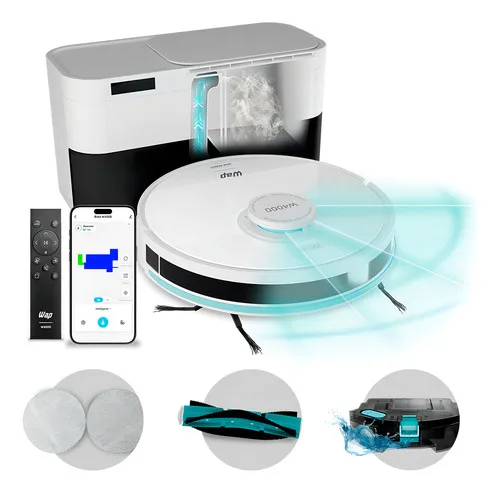 Robô Aspirador de Pó WAP ROBOT W4000 - Estação Autolimpante, Mapeamento LDS 360°, Passa Pano com MOP Giratório