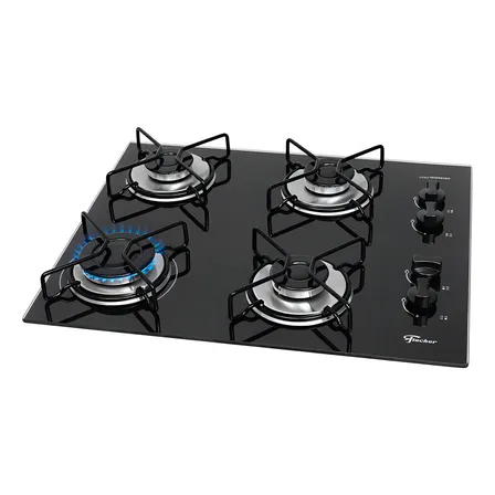 Cooktop a Gás Fischer 4 Bocas Fit Line Trempe Esmaltada Aramado