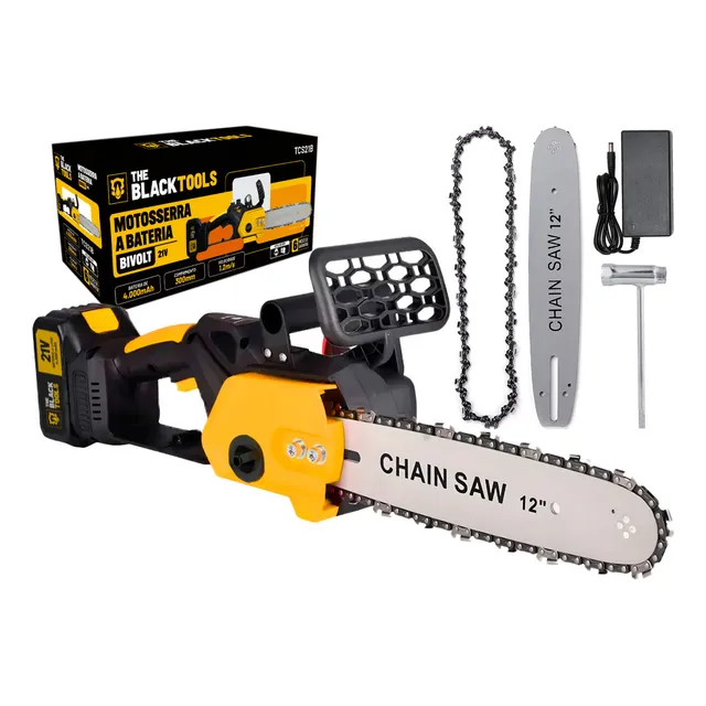 Moto Serra A Bateria 21v 4000mah 300mm 12 Polegadas Tcs21b The Black Tools Cor Amarelo e Preto