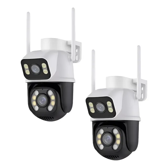 Kit 2 Câmera Wifi Externa A28 App Icsee Dupla Visão 3mp Prova Dágua Cor Branco