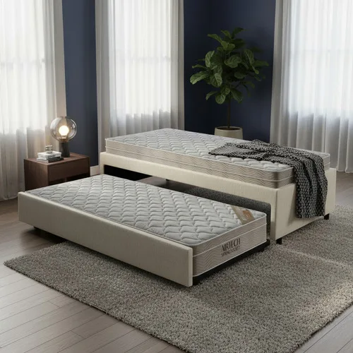 Bicama Solteiro Courino Areia C/2 Colchões Airtech Ortobom