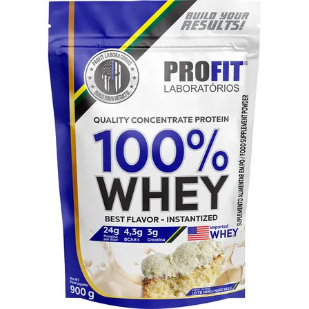 100% Whey Quality Concentrate Protein Refil 900g - Profit Sabor Leite Niño