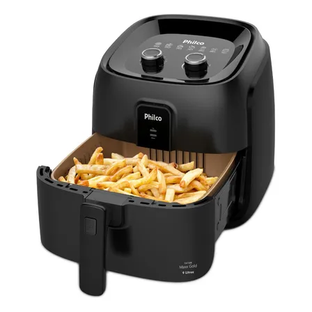 Air Fryer Philco 9l 2000w Cesto Quadrado Gold Paf90b Cor Preto 127v