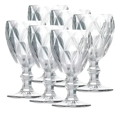 Jogo De 6 Taças Transparente Diamond Gamma 340ml