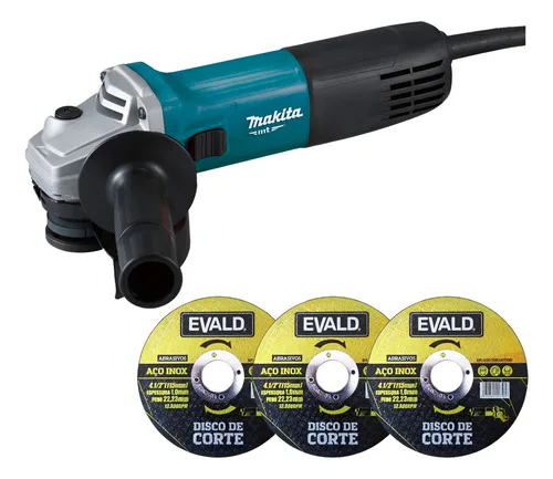 Esmerilhadeira Angular 850w M9510b Makita Kit 3 Discos Makita Cor Azul-turquesa 220v 50 Hz/60 Hz