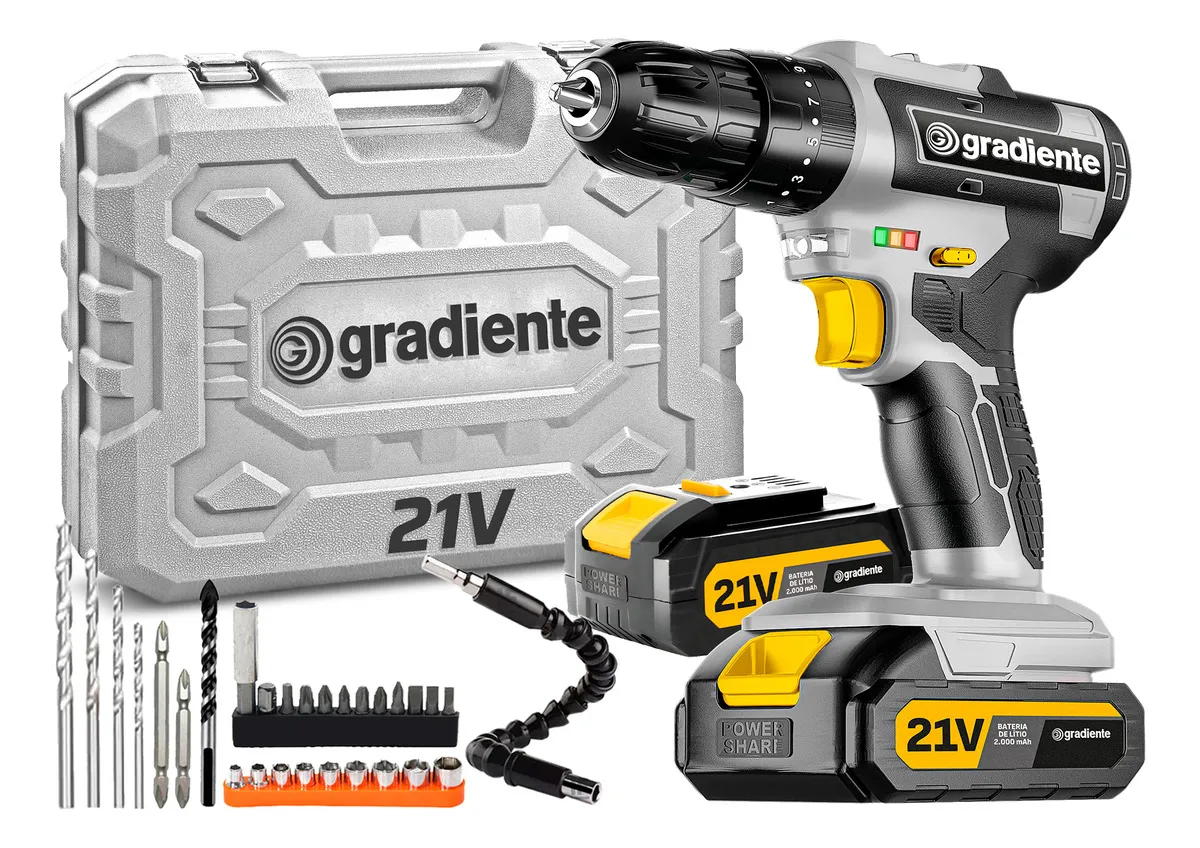 Parafusadeira Furadeira De Impacto Profissional 21v Modelo Gpb21vx 2 Baterias Com Maleta Gpb21vx Gradiente