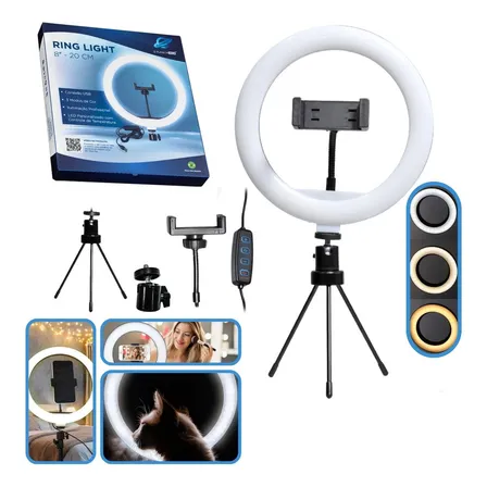 Luz Para Gravar Videos + Suporte Celular+tripe Mesa Envio24h Estrutura Preto Luz Branco-quente/ Branco-frio/neutro 127/220v