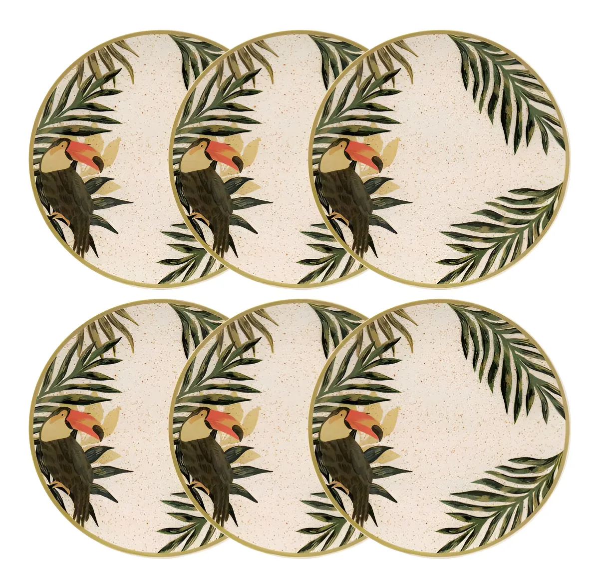 Jogo De 6 Pratos Rasos 26 Cm Oxford Unni Tropicano