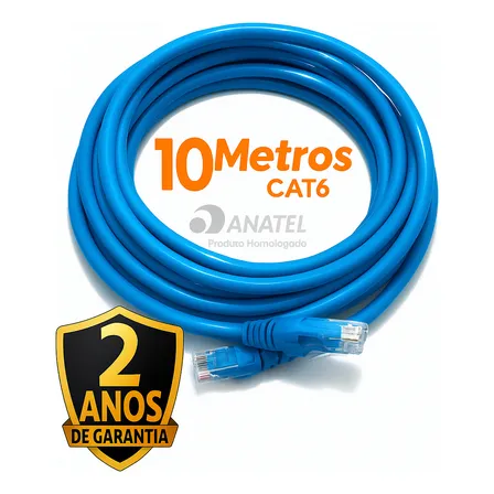 Cabo De Rede Cat6 10 Metros 10m Ethernet Lan Giga Rj45 Crimpado Boyu Cell