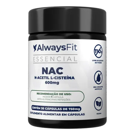 N-acetil L-cisteína Nac 600mg Precursor Glutationa 30 Cáps Sabor Sem Sabor