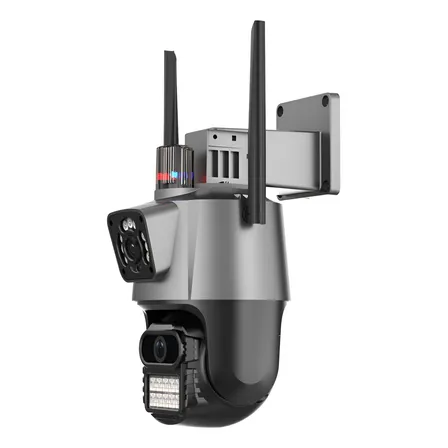 Câmera Segurança Wifi Ip Lente Dupla 2x 3mp Externa 360° A Prova Dágua Cor Cinza