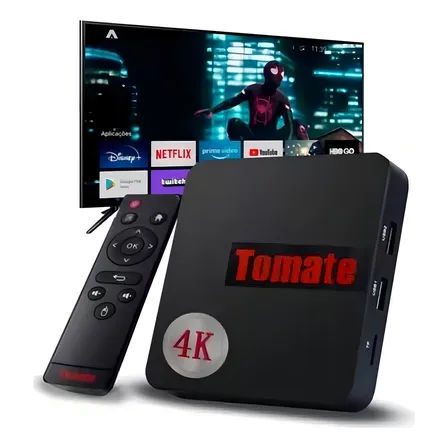 TV Box 4K Tomate MCD-121 Android 16GB Preto HDMI Wi-Fi Netflix YouTube