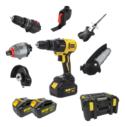 Kit 6 Em 1 Furadeira Parafusadeira Motoserra Multifuncional Cor Amarelo Frequência 50/60 Hz