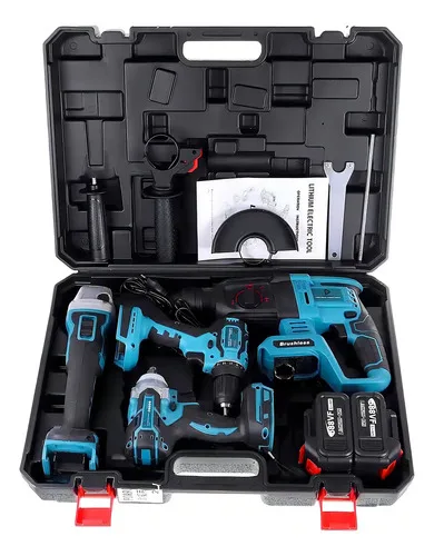Kit Maleta 4 Ferramentas Multifunções Bateria 21v Brushless