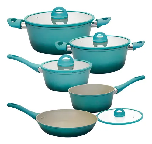 Conjunto De Panelas Indução Antiaderente Cerâmica Miami 5pçs