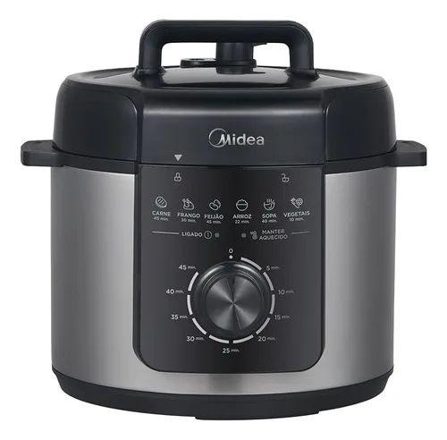Panela De Pressão Mecânica Preta E Inox 4l Midea Cor Cinza