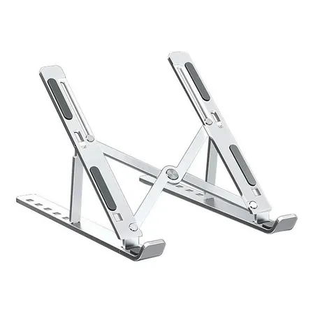 Suporte Notebook Alumínio Portátil Dobrável Anti Derrapante Cor Prateado Resistente