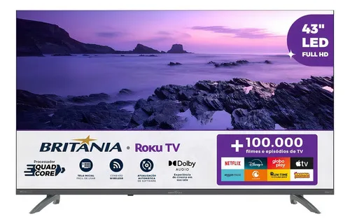 Smart Tv 43 Britânia Btv43va4regb Roku Tv Led Dolby Audio