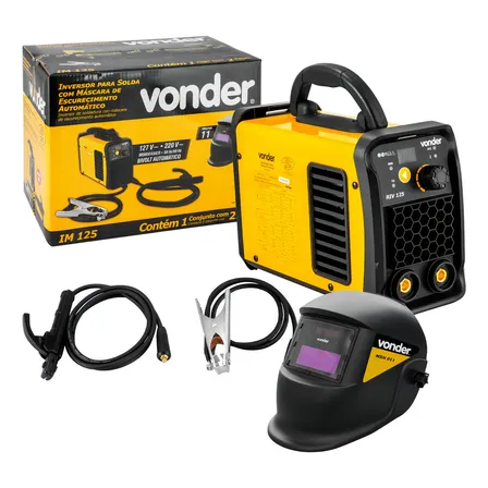 Inversor Para Solda Eletrodo E Tig Im125 C/ Máscara Escurecimento Automático Vonder Amarelo 127/220v