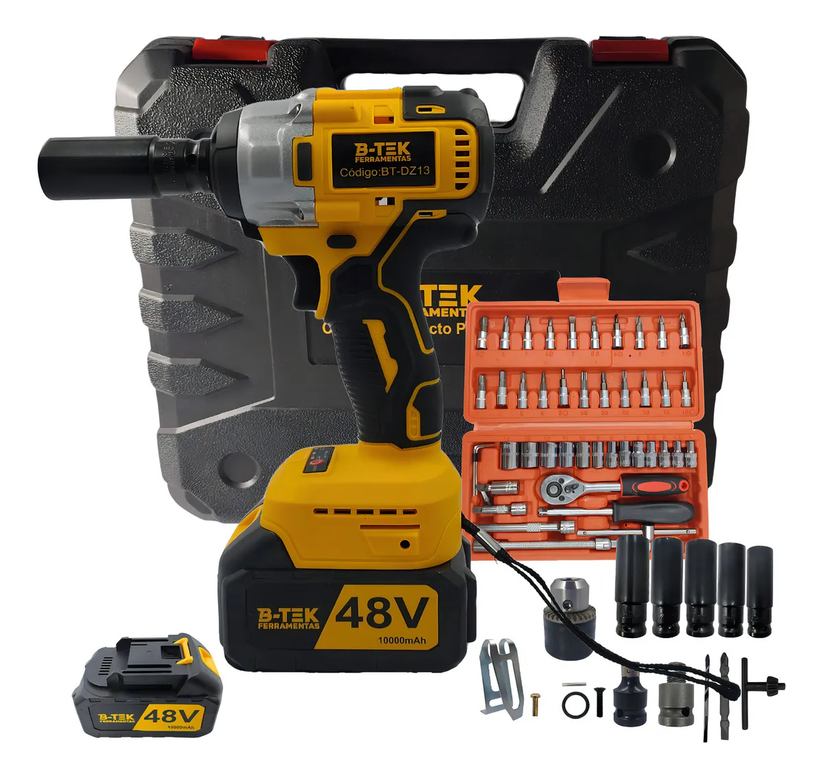 Parafusadeira Chave Impacto 1/2 B-Max 48V Bateria Li-ion Amarela