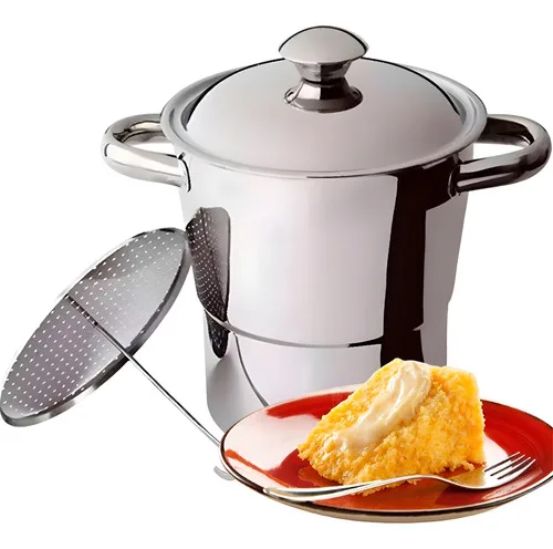 Panela Cuscuzeira para Fogão de Indução Inox Tamanho 16cm 2,5 Litros Cuscuz nordestina Marca TOPHUS