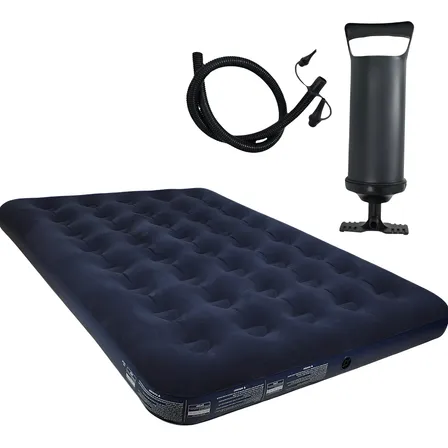 Colchão Inflável Casal Com Bomba Manual Nautika Azul Resistente Pvc Azul-marinho