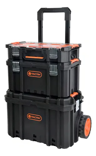 Kit Caixa De Ferramentas Carrinho Modular C Alça Telescópica