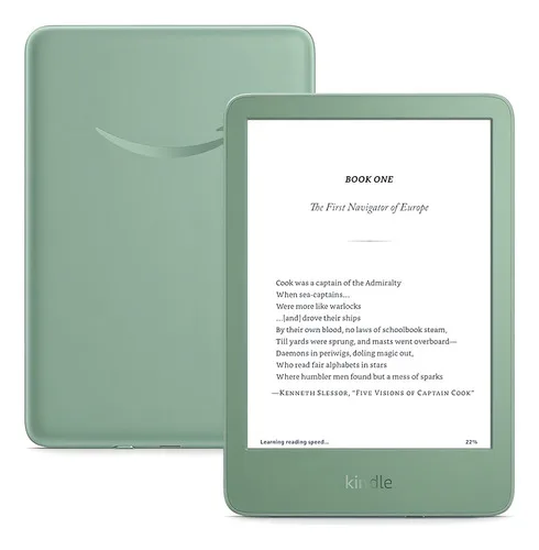 E-Reader Kindle 11th Gen 2024 16GB verde-claro com tela de 6" 300ppp
