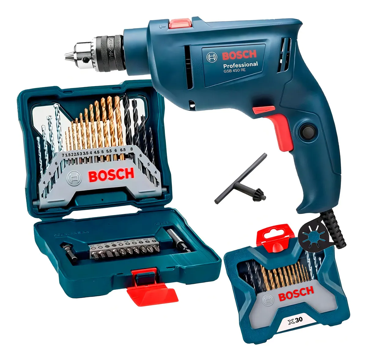 Furadeira Industrial Impacto Rev 450w Gsb 450 Re Bosch + Kit