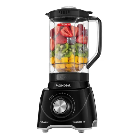 Liquidificador Pratic Turbo Iii Mondial 550w L-93-bg Preto 220v