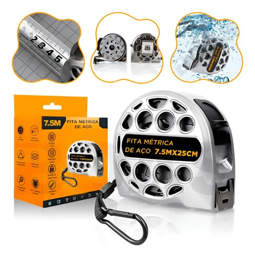 Trena 7.5 Metros Régua Retrátil De Aço Inoxidável Pedreiro