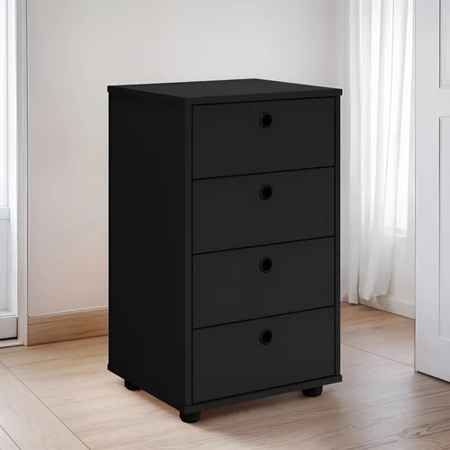 Gaveteiro 4 Gavetas Escritório Quarto Classic Preto - Lojasgk