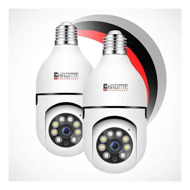 Kit 2 Câmera Ip Wifi Lâmpada Yoosee Prova Dágua Cor Branco Wifi 360 Camera De Segurança Externa Chrome Technology Camera Lampada Wifi