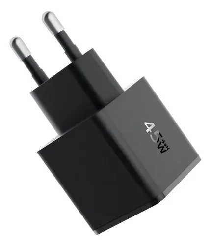 Carregador Turbo 45W Qcy Mini Gan Gn101 Usb-c Original Anatel Cor Preto