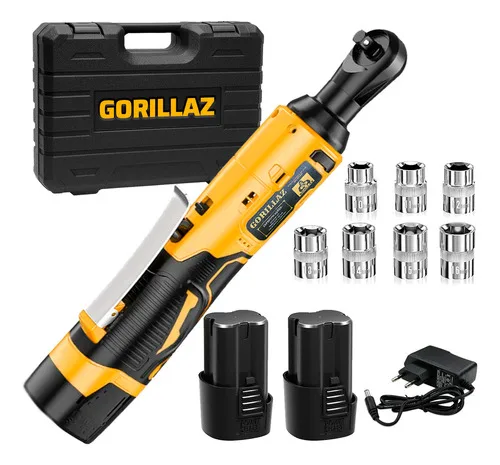 Chave De Catraca Elétrica Sem Fio 3/8 2 Baterias 45nm Com Soquetes E Maleta Gch-180