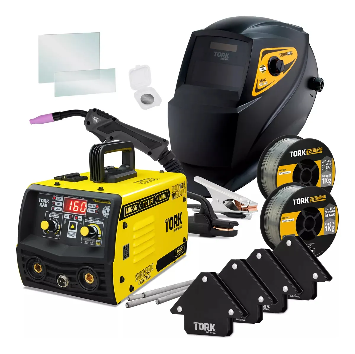 Maquina Solda Inversora Mig Sem Gás 160a Tig Mma Trisolda Cor Amarelo