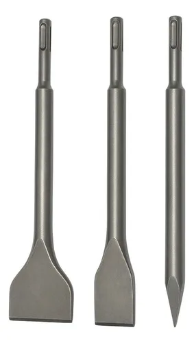 Klm Kit Sds Plus Martelete Ponteiro E Talhadeiras Jogo 3 Peças 20mm E 40mm Compatível Com Todas As Marcas