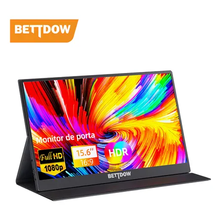 Monitor Portátil Bettdow Brand/ Full Hd Ips 15.6 Compatível Com A Cor Preta Hdmi/tipo C/ Usb C Extendida Psp Gamer Plug... Preto 127/220v
