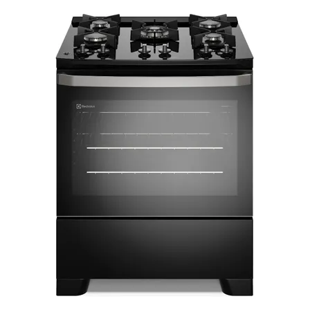 Fogão 5 Bocas Electrolux Preto Efficient Mesa De Vidro Perfectcook E Grades De Ferro (fe5gb) Bivolt 127/220v