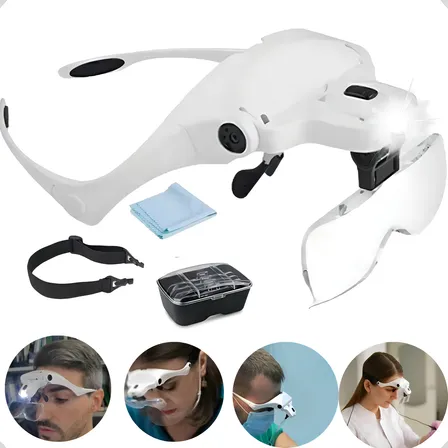 Lupa Aumento Profissional De Cabeça TeOliver Eletrônica Oculos Com 5 Lentes Luz Led Estética Extensionista De Cílios Design Sobrancelha Esteticista Técnico Em Eletrônica Costureira Relojoeiro