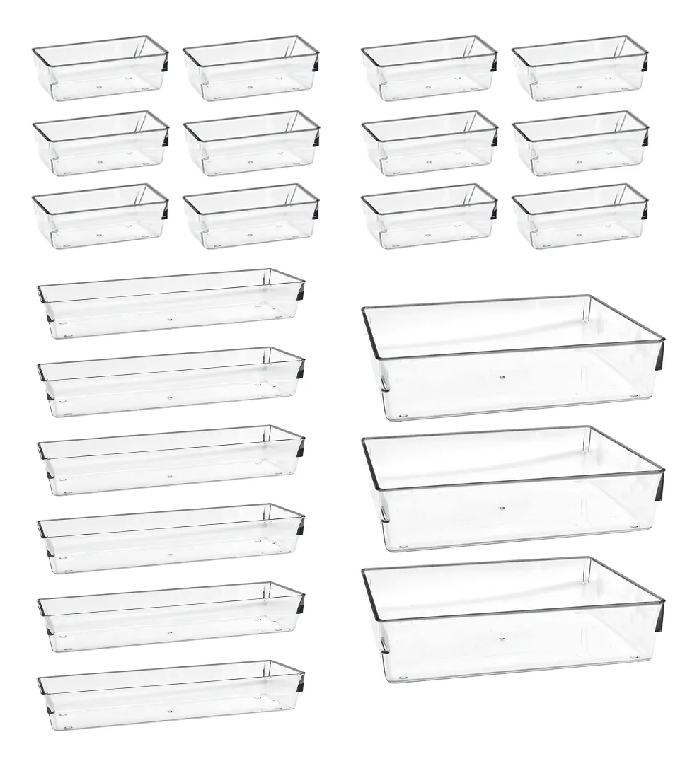 21 Organizador Acrílico Gavetas Organizador De Maquiagem Porta Talheres Sob Medida Separador Transparente