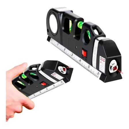 Nível Laser Polares Vermelho 3 Linhas Com Trena Integrada 2.5m