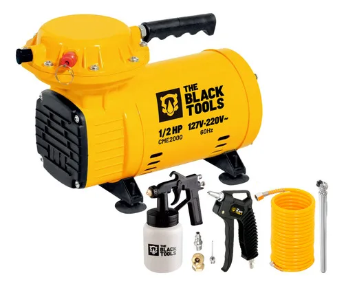 Compressor De Ar Direto Elétrico Portátil 0.5hp 60hz Com Acessórios Amarelo Cme2000 The Black Tools