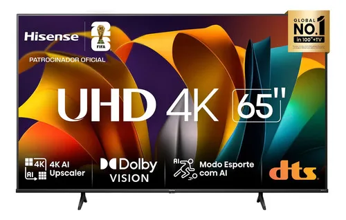 Hisense Smart TV UHD 4K DLED 65" Polegadas 65A6N com HDR10+ Dolby Vision Game Mode Controle por Voz Alexa Built-In AirPlay