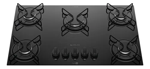 Cooktop 5 Bocas Mesa De Vidro Atlas Agile Up Bivolt Preto